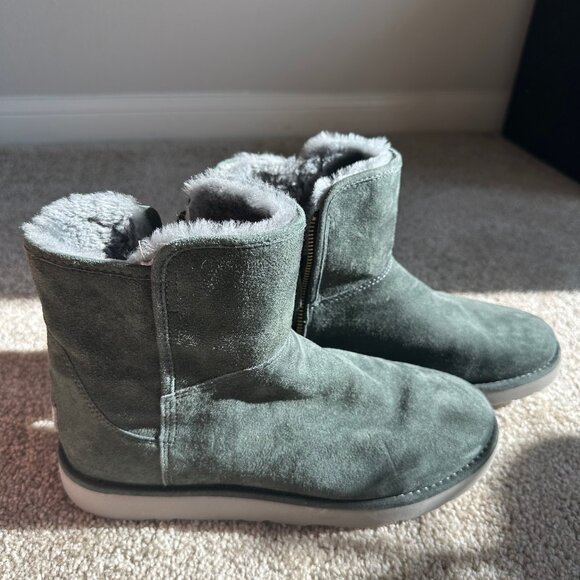 NWOT - UGG Abree Mini Grigio Suede Sheepskin Boots -Women's - Picture 1 of 9